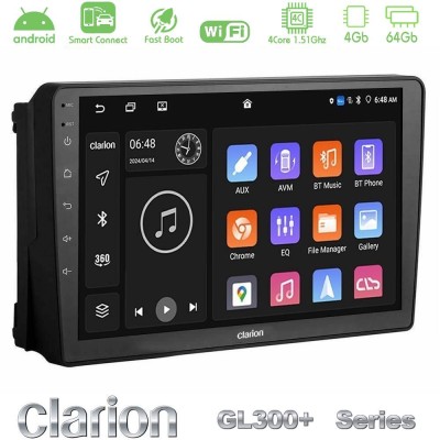 Clarion GL300+ Series 4Core Android ClarionOS 4+64GB Ford Universal Navigation Multimedia Tablet 9