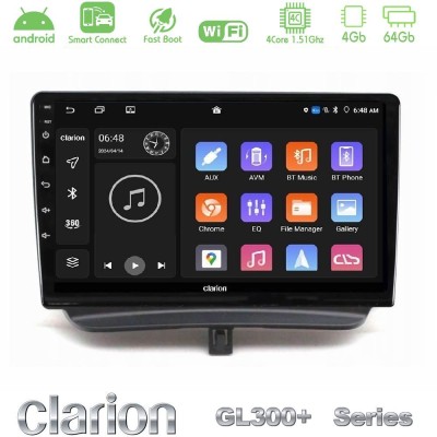 Clarion GL300+ Series 4Core Android ClarionOS 4+64GB  Ford Courier 2015-2023 Navigation Multimedia Tablet 9