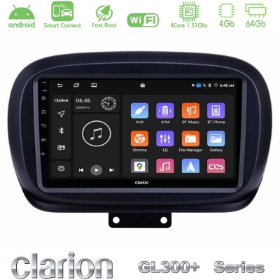 Clarion GL300+ Series 4Core Android ClarionOS 4+64GB  Fiat 500X Navigation Multimedia Tablet 9