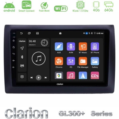 Clarion GL300+ Series 4Core Android ClarionOS 4+64GB  Fiat Stilo Navigation Multimedia Tablet 9