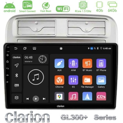 Clarion GL300+ Series 4Core Android ClarionOS 4+64GB  Fiat Grande Punto 2006-2011 Navigation Multimedia Tablet 9