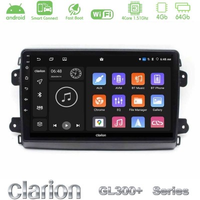 Clarion GL300+ Series 4Core Android ClarionOS 4+64GB Citroen/Fiat/Opel Navigation Multimedia Tablet 9
