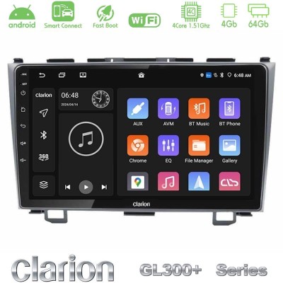 Clarion GL300+ Series 4Core Android ClarionOS 4+64GB  Honda CRV Navigation Multimedia Tablet 9