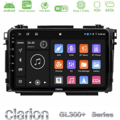 Clarion GL300+ Series 4Core Android ClarionOS 4+64GB  Honda HR-V Navigation Multimedia Tablet 9