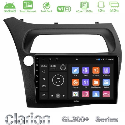 Clarion GL300+ Series 4Core Android ClarionOS 4+64GB Honda Civic Hatchback 2006-2011 Navigation Multimedia Tablet 9