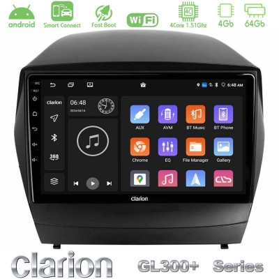 Clarion GL300+ Series 4Core Android ClarionOS 4+64GB  Hyundai IX35 Auto A/C Navigation Multimedia Tablet 9