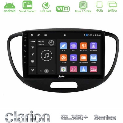 Clarion GL300+ Series 4Core Android ClarionOS 4+64GB  Hyundai i10 2008-2014 Navigation Multimedia Tablet 9