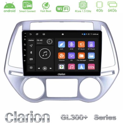 Clarion GL300+ Series 4Core Android ClarionOS 4+64GB  Hyundai i20 2012-2014 Navigation Multimedia Tablet 9