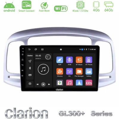 Clarion GL300+ Series 4Core Android ClarionOS 4+64GB  Hyundai Accent 2006-2011 Navigation Multimedia Tablet 9