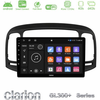 Clarion GL300+ Series 4Core Android ClarionOS 4+64GB  Hyundai Accent 2006-2011 Navigation Multimedia Tablet 9