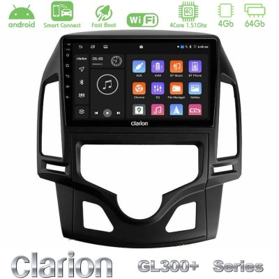 Clarion GL300+ Series 4Core Android ClarionOS 4+64GB  Hyundai i30 2007-2012 Auto A/C Navigation Multimedia Tablet 9