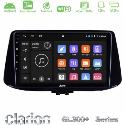 Clarion GL300+ Series 4Core Android ClarionOS 4+64GB  Hyundai i30 Navigation Multimedia Tablet 9