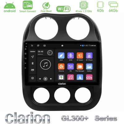 Clarion GL300+ Series 4Core Android ClarionOS 4+64GB  Jeep Compass 2012-2016 Navigation Multimedia Tablet 10