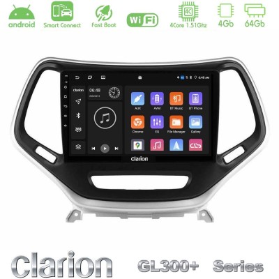 Clarion GL300+ Series 4Core Android ClarionOS 4+64GB  Jeep Cherokee 2014-2019 Navigation Multimedia Tablet 9