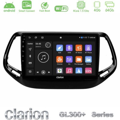 Clarion GL300+ Series 4Core Android ClarionOS 4+64GB  Jeep Compass 2017> Navigation Multimedia Tablet 10