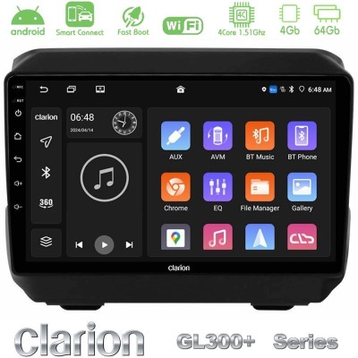 Clarion GL300+ Series 4Core Android ClarionOS 4+64GB  Jeep Wrangler 2018-> Navigation Multimedia Tablet 9