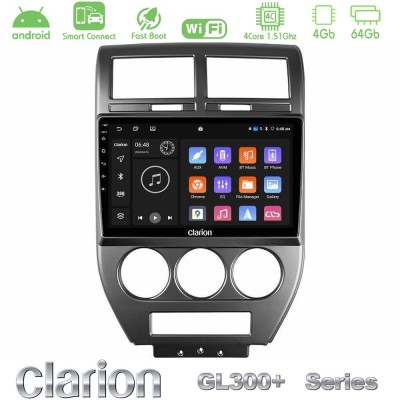 Clarion GL300+ Series 4Core Android ClarionOS 4+64GB  Jeep Compass/Patriot 2007-2008 Navigation Multimedia Tablet 10