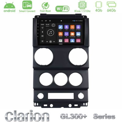 Clarion GL300+ Series 4Core Android ClarionOS 4+64GB  Jeep Wrangler 2Door 2008-2010 Navigation Multimedia Tablet 9