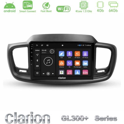 Clarion GL300+ Series 4Core Android ClarionOS 4+64GB  Kia Sorento 2018-2021 Navigation Multimedia Tablet 9