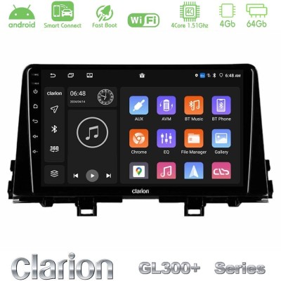 Clarion GL300+ Series 4Core Android ClarionOS 4+64GB  Kia Picanto 2017-2021 Navigation Multimedia Tablet 9