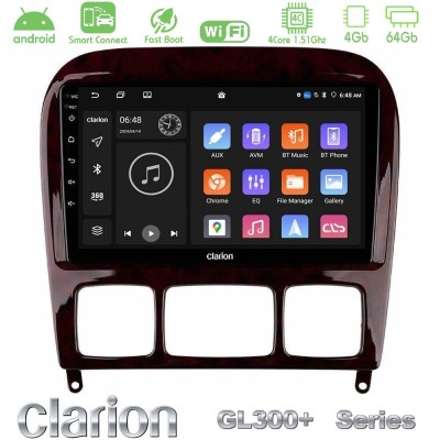 Clarion GL300+ Series 4Core Android ClarionOS 4+64GB  Mercedes S Class 1999-2004 (W220) Navigation Multimedia Tablet 9