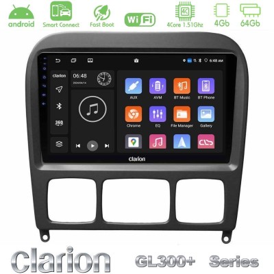 Clarion GL300+ Series 4Core Android ClarionOS 4+64GB  Mercedes S Class 1999-2004 (W220) Navigation Multimedia Tablet 9