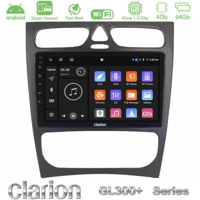 Clarion GL300+ Series 4Core Android ClarionOS 4+64GB  Mercedes C Class (W203) Navigation Multimedia Tablet 9