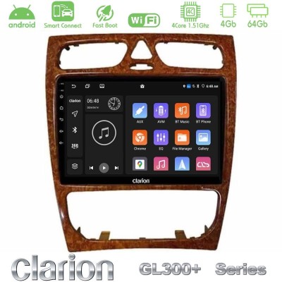 Clarion GL300+ Series 4Core Android ClarionOS 4+64GB  Mercedes C Class (W203) Navigation Multimedia Tablet 9