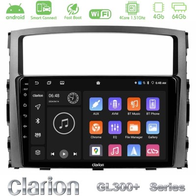 Clarion GL300+ Series 4Core Android ClarionOS 4+64GB  Mitsubishi Pajero 2008-2009 Navigation Multimedia Tablet 9