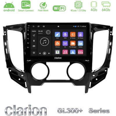 Clarion GL300+ Series 4Core Android ClarionOS 4+64GB  Mitsubishi L200 2016-> & Fiat Fullback (Manual A/C) Navigation Multimedia Tablet 9