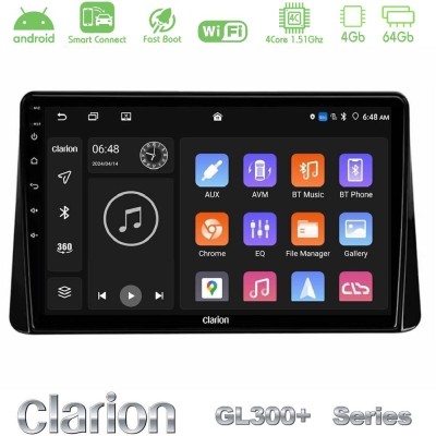 Clarion GL300+ Series 4Core Android ClarionOS 4+64GB Mitsubishi Eclipse Cross 2018-2023 Navigation Multimedia Tablet 9