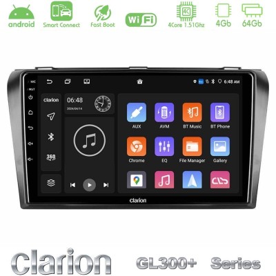 Clarion GL300+ Series 4Core Android ClarionOS 4+64GB  Mazda 3 2004-2009 Navigation Multimedia Tablet 9