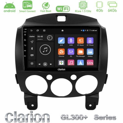 Clarion GL300+ Series 4Core Android ClarionOS 4+64GB  Mazda 2 2008-2014 Navigation Multimedia Tablet 9