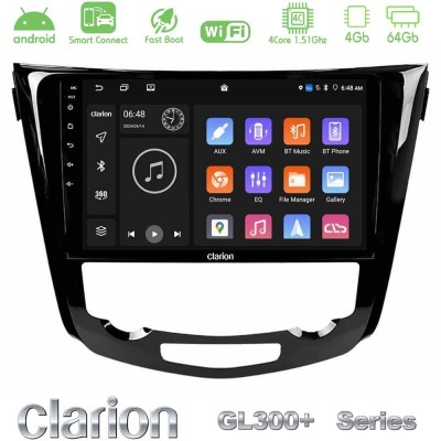 Clarion GL300+ Series 4Core Android ClarionOS 4+64GB  Nissan Qashqai J11 (AUTO A/C) Navigation Multimedia Tablet 10
