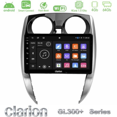 Clarion GL300+ Series 4Core Android ClarionOS 4+64GB  Nissan Note 2013-2018 Navigation Multimedia Tablet 10