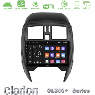 Clarion GL300+ Series 4Core Android ClarionOS 4+64GB  Nissan Micra 2013-2016 Navigation Multimedia Tablet 9