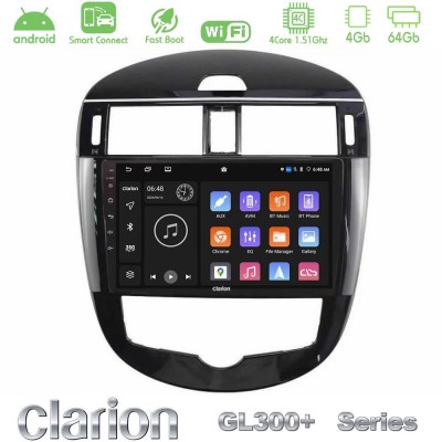 Clarion GL300+ Series 4Core Android ClarionOS 4+64GB  Nissan Pulsar 2015-2018 Navigation Multimedia Tablet 9