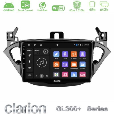 Clarion GL300+ Series 4Core Android ClarionOS 4+64GB  Opel Corsa E/Adam Navigation Multimedia Tablet 9
