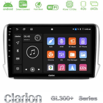 Clarion GL300+ Series 4Core Android ClarionOS 4+64GB  Peugeot 208/2008 Navigation Multimedia Tablet 10