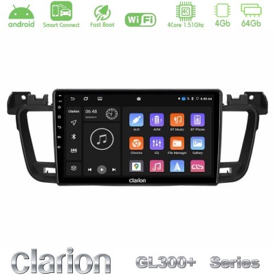 Clarion GL300+ Series 4Core Android ClarionOS 4+64GB  Peugeot 508 2010-2018 Navigation Multimedia Tablet 9