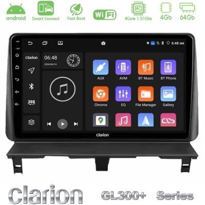 Clarion GL300+ Series 4Core Android ClarionOS 4+64GB Peugeot Partner / Citroën Berlingo 2002-2008 Navigation Multimedia Tablet 9