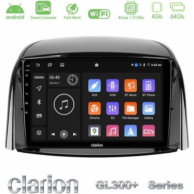 Clarion GL300+ Series 4Core Android ClarionOS 4+64GB  Renault Koleos 2007-2015 Navigation Multimedia Tablet 9
