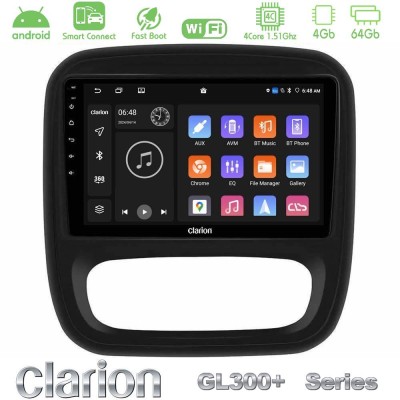 Clarion GL300+ Series 4Core Android ClarionOS 4+64GB  Renault/Nissan/Opel/Fiat Navigation Multimedia Tablet 9