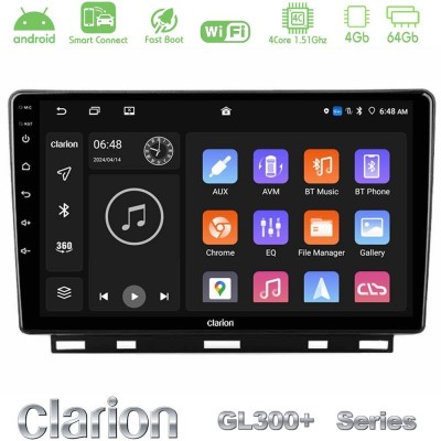 Clarion GL300+ Series 4Core Android ClarionOS 4+64GB  Renault Clio 5 2020-2025 Navigation Multimedia Tablet 9
