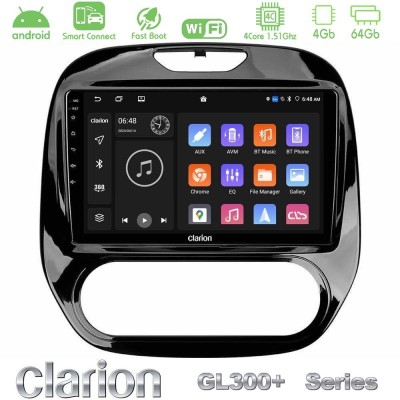 Clarion GL300+ Series 4Core Android ClarionOS 4+64GB  Renault Captur 2013-2019 (Manual AC) Navigation Multimedia Tablet 9