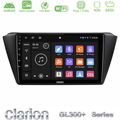 Clarion GL300+ Series 4Core Android ClarionOS 4+64GB  Skoda Fabia 2015-2021 Navigation Multimedia Tablet 9