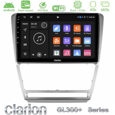 Clarion GL300+ Series 4Core Android ClarionOS 4+64GB  Skoda Octavia 5 Navigation Multimedia Tablet 10