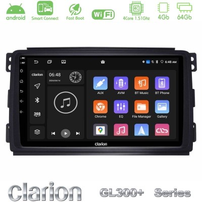 Clarion GL300+ Series 4Core Android ClarionOS 4+64GB  Smart 451 Navigation Multimedia Tablet 9