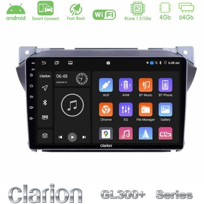 Clarion GL300+ Series 4Core Android ClarionOS 4+64GB  Suzuki Alto amp; Nissan Pixo Navigation Multimedia Tablet 9