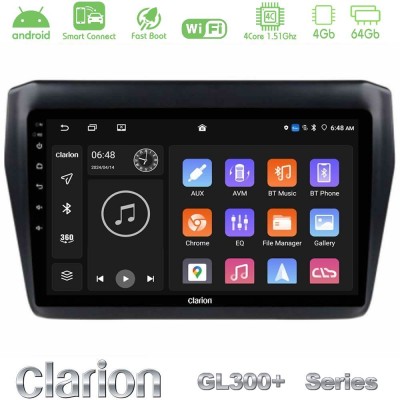 Clarion GL300+ Series 4Core Android ClarionOS 4+64GB  Suzuki Swift 2017-2023 Navigation Multimedia Tablet 9